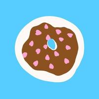 Donut in cartoon style. Vector illustration isolated on blue background.