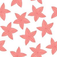 Sea star seamless pattern. Hand drawn vector illustration in cartoon style.