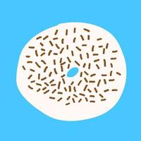 Donut in cartoon style. Vector illustration isolated on blue background.