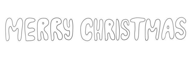 Merry Christmas Vector Text. Hand Drawn Lettering. Illustration in outline doodle style isolated on white background.