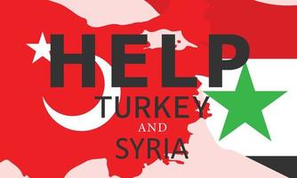 Pray for Turkey and Syria earthquake disaster. Countries under rubble. Features national flag and map. vector