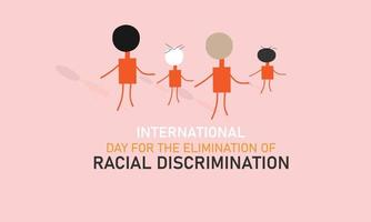 internacional día para el eliminación de racial discriminación es observado anualmente en 21 marzo. para saludo tarjeta, póster, bandera, modelo vector