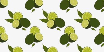 Seamless pattern with green lemon or lime. vector