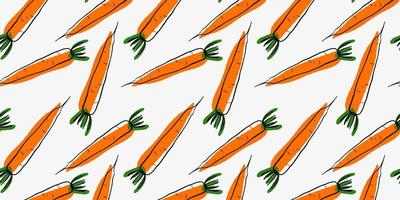 Seamless pattern with carrot, doodle style, hand drawing vector