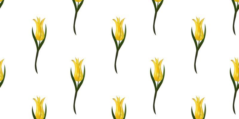 Seamless pattern with yellow tulips