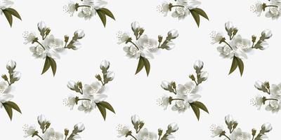 Seamless pattern with blossoming fruit branches, floral background. vector