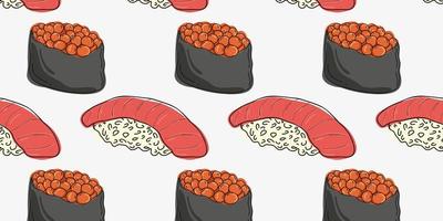 Seamless pattern with Japanese nigirizushi sushi and gunkan maki vector