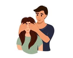 Man closes woman's eyes vector