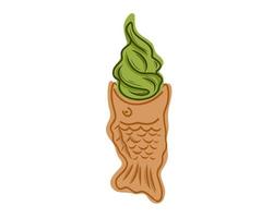 Japanese ice cream Taiyaki. Hand drawing. vector