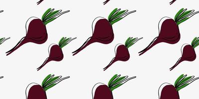 Seamless pattern with beetroot, doodle, hand drawn vector