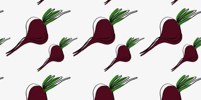 Seamless pattern with beetroot, doodle, hand drawn vector