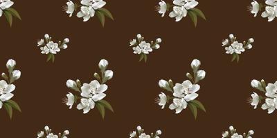 Seamless pattern with blossoming fruit branches, floral background. vector