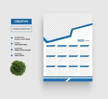 One Page Wall Calendar 2023 Design Template Or 12 Month One Page Calendar Design vector