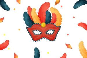 Purim jewish carnival celebration illustration concept. mask with stones and confetti. Banner template for web design, applications. Vector