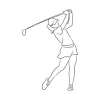 Line art drawing of golfer illustration vector