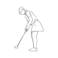 continuo línea dibujo de golfista vector