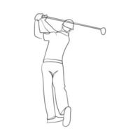 continuo línea dibujo de golfista vector