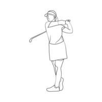 Continuous line drawing of golfer vector