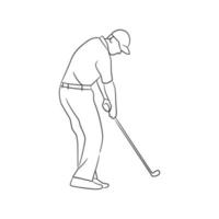 Man playing golf line art illustration vector