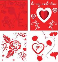 Multilayer valentine's day gift card illustration bundle vector