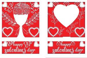 Multilayer valentine's day gift card illustration bundle vector