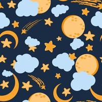 Pattern Cute character sleeping cloud Good night. Design for postcards, clothing, posters, fabric. Doodle style. vector