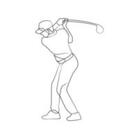 continuo línea dibujo de golfista vector