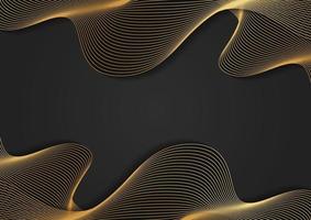 Abstract black and gold wavy lines luxury background vector