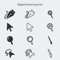 Set of drawing icon and symbol. Vector eps 10.