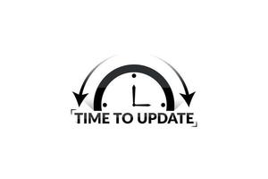Time to Update or Update reminder vector element design with shining clock.
