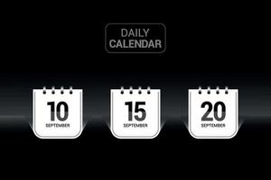 Daily or Paper realistic Shining vector calender design with black background.