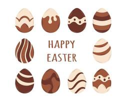 Happy Easter greeting card. Chocolate eggs. Easter sweets vector