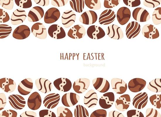 Happy Easter background. Chocolate eggs. Easter sweets.