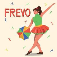 Girl dancing with umbrella vector