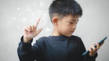Child's fingertips digital transformation management. New TechnologiesBig Data and Business Process Strategy, Automation, Customer Service Management, Cloud Computing, Intelligent Industry photo