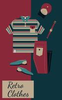 Flat lay clothes retro style vector