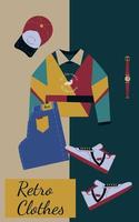 Flat lay clothes retro style vector