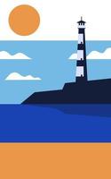 Lighthouse in background vector