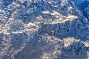 Snow on alps aerial view panorama photo