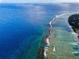 Polynesia Cook Island tropical paradise aerial view of reef photo