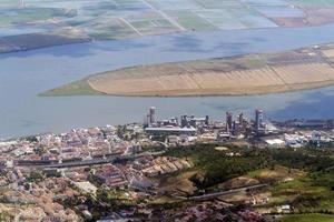 portugal tagus river near lisbon aerial view from airplane photo