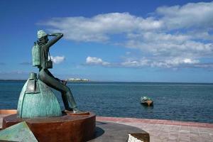custeau statue in La Paz Baja California Sur, Mexico beach promenade called Malecon photo