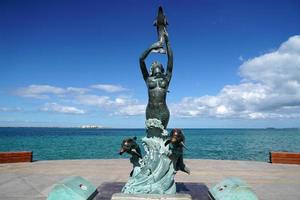 mermaid statue in La Paz Baja California Sur, Mexico beach promenade called Malecon photo