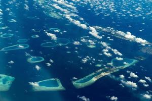 maldives aerial view landscape atoll and islands photo