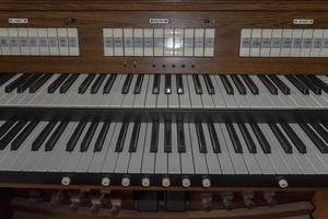 church organ double keyboard detail photo