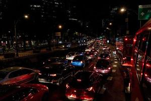 Mexico city traffic jam at night photo