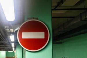 Prohibitory traffic sign in underground parking photo