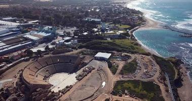 Caesarea Amphitheater in Israel, Aerial view video