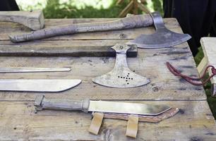 Axes and knives medieval photo