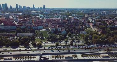 Aerial view of Warsaw old city video